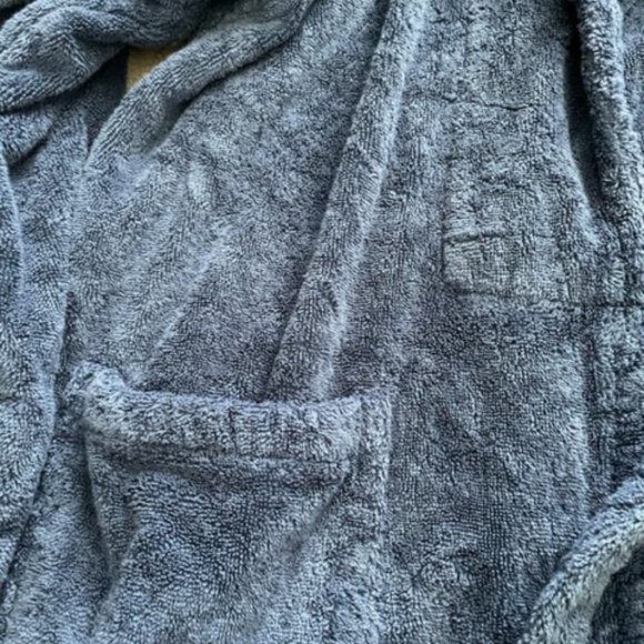 Men's Terry Bath Robe - Blue Medium - Picture 3 of 5